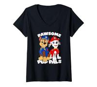 Femme Paw Patrol Chase Marshall Pup Pals T-Shirt avec Col en V