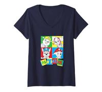 Femme Paw Patrol Color Block Pups With Toy Blocks Logo T-Shirt avec Col en V