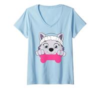 Femme Paw Patrol Everest Team Rescue Hero Adventure Bay Retro Fun T-Shirt avec Col en V