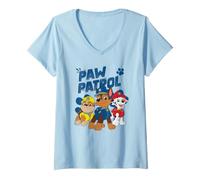 Femme Paw Patrol Group Paw Prints T-Shirt avec Col en V