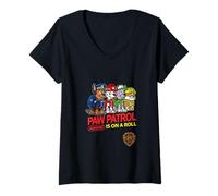 Femme Paw Patrol Group Shot 8 Bits Pawsome T-Shirt avec Col en V