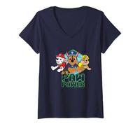 Femme Paw Patrol Group Trio Shot Paw Power T-Shirt avec Col en V