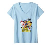 Femme Paw Patrol Kind And Heroic Bold Pup Power T-Shirt avec Col en V