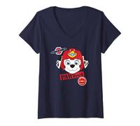 Femme Paw Patrol Marshall Air Action Pose Rescue Illustration Classique T-Shirt avec Col en V