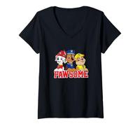 Femme Paw Patrol Pawsome Team Pup Power Vibes T-Shirt avec Col en V