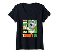 Femme Paw Patrol Rocky Action Icon T-Shirt avec Col en V