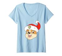Femme Paw Patrol Rubble Christmas Santa Hat T-Shirt avec Col en V