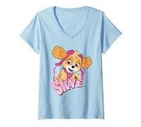 Femme Paw Patrol Skye, Dessin animé rétro, Adventure Girl Power Art T-Shirt avec Col en V