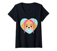Femme Paw Patrol Skye Rescue Hero Adventure Bay Love Heart Classique T-Shirt avec Col en V