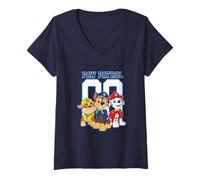 Femme Paw Patrol Team Paw Collegiate T-Shirt avec Col en V