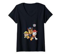 Femme Paw Patrol Trio pour Chiots T-Shirt avec Col en V