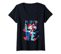 Femme Paw Patrol Valentine's Day Puppy Love T-Shirt avec Col en V