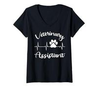 Femme Paw Print Assistant vétérinaire Assistant vétérinaire T-Shirt avec Col en V