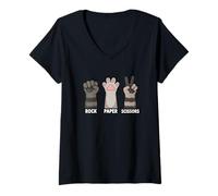 Femme Paw Racoon Rock Paper Ciseaux Humour T-Shirt avec Col en V