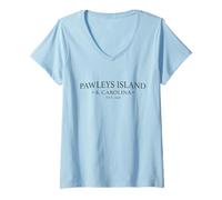 Femme Pawleys Island Caroline du Sud - Simple Pawleys Island CV14X T-Shirt avec Col en V