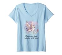Femme Paws in My Heart, Whiskers in The Wind (Chat disparu) T-Shirt avec Col en V