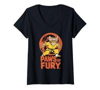 Femme Paws of Fury Parodie de karaté pour enfant Arts martiaux T-Shirt avec Col en V