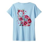 Femme Paws Purr Meow Chaton Neko-Chan Fleur d'automne T-Shirt avec Col en V