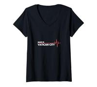 Femme Pays de Naissance de la Cité du Vatican Made in T-Shirt avec Col en V