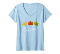 Femme Pays Feuille D'Érable Automne Canadien Canada T-Shirt avec Col en V