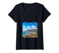 Femme Paysage Urbain côtier du Cap Table Montagne T-Shirt avec Col en V