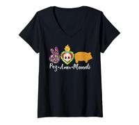 Femme Paz, Amor Y Marranito Pan Dulce De Muerto T-Shirt avec Col en V