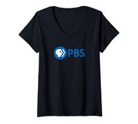 Femme PBS Modern Blue Logo Public Broadcasting Support T-Shirt avec Col en V