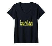 Femme Peace Live Love Padel T-Shirt avec Col en V
