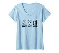 Femme Peace Love Chess, Joueur d'échecs Mignon pour Hommes et Femmes T-Shirt avec Col en V