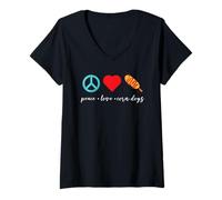 Femme Peace Love Corn Dogs Corndog Maker Corn Dog Mangeur de maïs T-Shirt avec Col en V