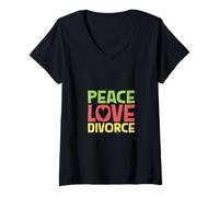 Femme Peace Love Divorce - Un Nouveau départ Haut en Couleur T-Shirt avec Col en V