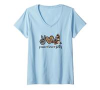 Femme Peace Love Sloths Graphic for Women and Girls Cute Sloth Mom T-Shirt avec Col en V
