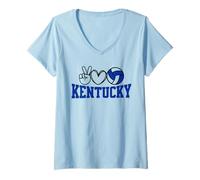 Femme Peace Love Volleyball, Kentucky Women Teen Girls Tween T-Shirt avec Col en V