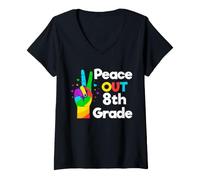 Femme Peace Out, huitième année, 8e et dernier Jour de scolarité T-Shirt avec Col en V