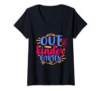 Femme Peace Out Kindergarten Funny Back to School Kids T-Shirt avec Col en V