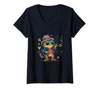 Femme Peace Was Never an Option - Grenouille - Amphibien - Amoureux de Grenouille T-Shirt avec Col en V