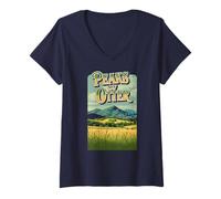 Femme Peaks of Otter Blue Ridge Parkway Vintage WPA Style Artistic T-Shirt avec Col en V