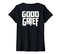 Femme Peanuts - Backprint: Snoopy Charlie Brown Good Grief T-Shirt avec Col en V