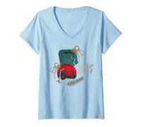 Femme Peanuts Boule de Noël Charlie Brown Good Grief Sparkle Moody T-Shirt avec Col en V