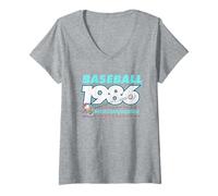 Femme Peanuts Charlie Brown Baseball Team Epic 86 Sports Game Hero T-Shirt avec Col en V
