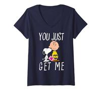 Femme Peanuts Charlie Brown et Snoopy, tu viens de me chercher T-Shirt avec Col en V
