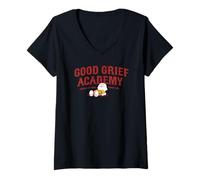 Femme Peanuts - Charlie Brown Good Grief Academy T-Shirt avec Col en V