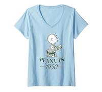 Femme Peanuts Charlie Brown Good Grief Bande dessinée Classique Golf T-Shirt avec Col en V