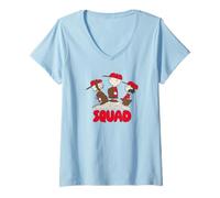 Femme Peanuts Charlie Brown Lucy Sally Baseball Team Friends Rétro T-Shirt avec Col en V