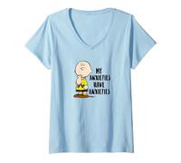 Femme Peanuts - Charlie Brown Mes angoisses ont des angoisses T-Shirt avec Col en V