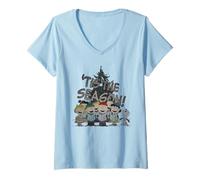 Femme Peanuts Christmas Gang Snoopy Charlie Brown Tis The Retro Season T-Shirt avec Col en V