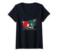 Femme Peanuts Christmas Sally Schroeder Mistletoe Kiss Piano Christmas T-Shirt avec Col en V