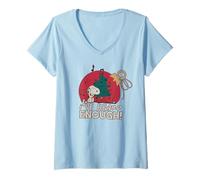Femme Peanuts Christmas Snoopy Grumpy Enough Music Christmas Lol Party T-Shirt avec Col en V