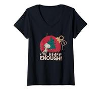 Femme Peanuts Christmas Snoopy Grumpy Enough Music Christmas Party Lol T-Shirt avec Col en V