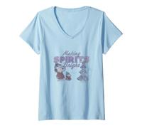 Femme Peanuts Christmas Snoopy Woodstock Making Bright Spirits Vintage T-Shirt avec Col en V